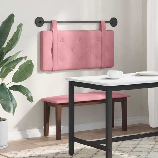 Senggavl hængende - EKSKLUSIV HUS - Rektangulær polstret - Rosa velour - Træramme - Vægmontering Rosa (sammet)