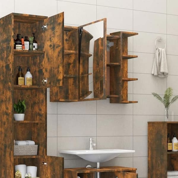 Maison Exclusive - Spejlskab til badeværelse Røget eg 80x20,5x64 cm Træ