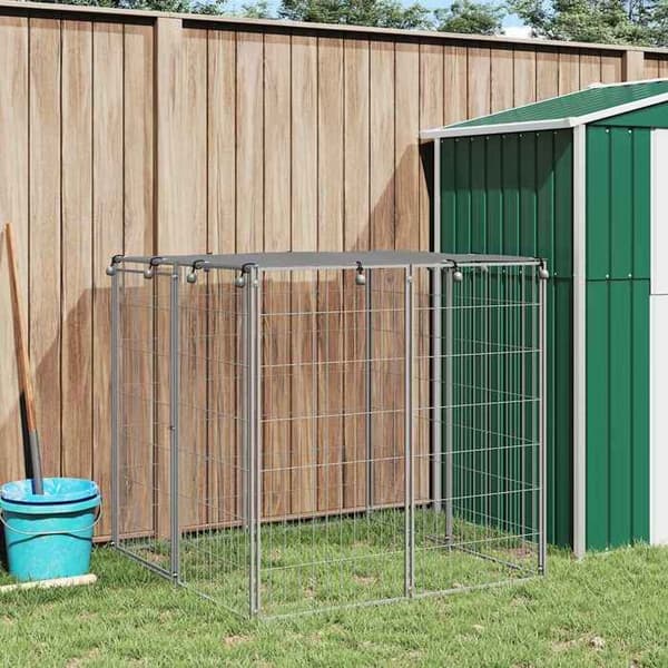Maison Exclusive - Sølv Hundehus 110x110x110 cm Stål Silverfärgad / grå silverfärgad