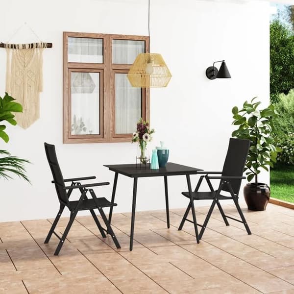 Maison Exclusive - Have spisebordssæt 3 dele sort Svart