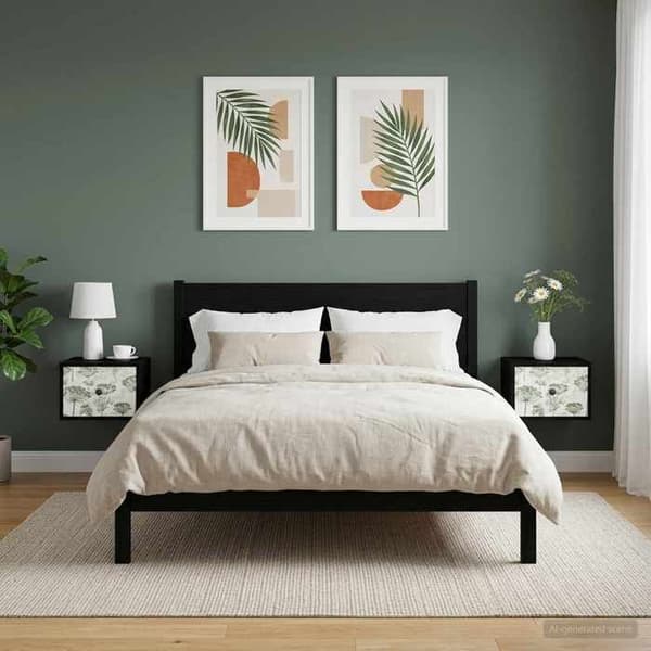 Maison Exclusive - Væghængt natbord GOTHA 2 stk Sort eg 36 x 33 x 25 cm