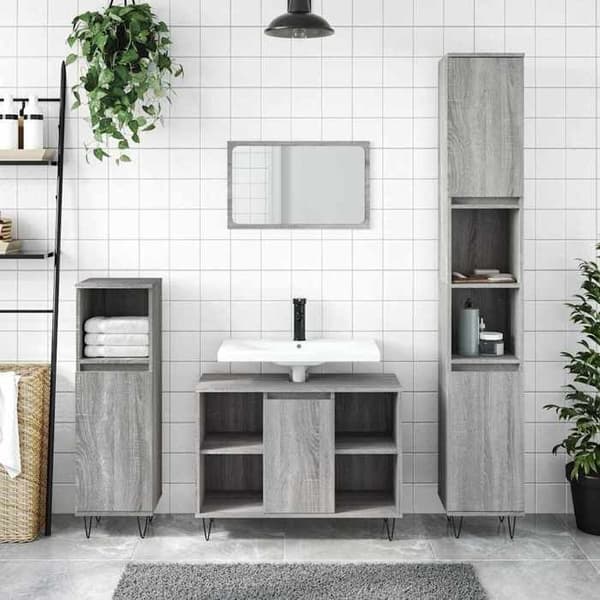 Maison Exclusive - Badeværelsesskab sonoma grå 80x33x60 cm ingeniørtræ