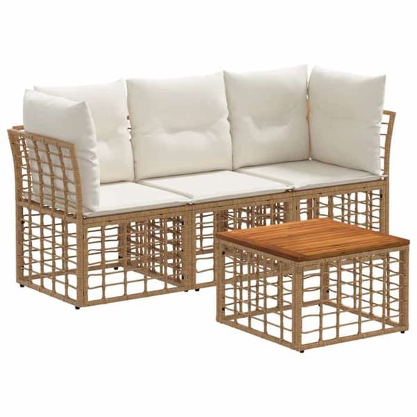 Maison Exclusive - Sæt af 4 pc udendørs sofaer Hvid Naturlig og Creme