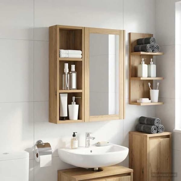 Maison Exclusive - Vægskab til badeværelse Eg håndlavet 20 x 10 x 60,5 cm