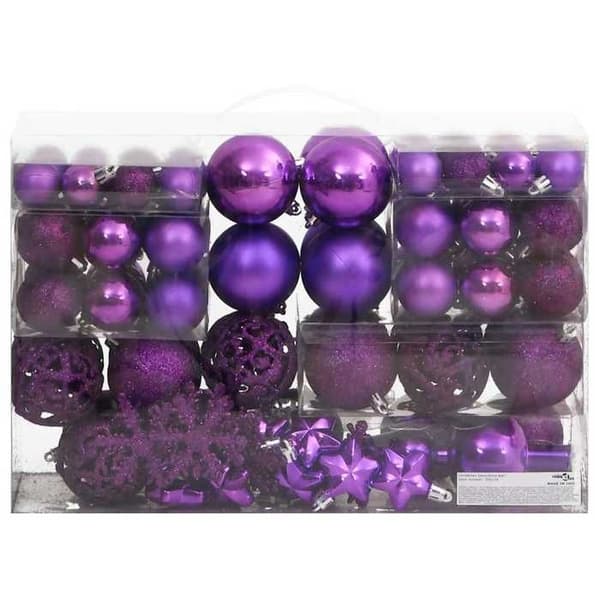 Maison Exclusive - Set med 111 stycken julkulor i lila polystyren Violett