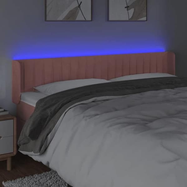 Maison Exclusive - LED-päätyruutu Vaaleanpunainen 203x16x78/88 cm Sametti Ros