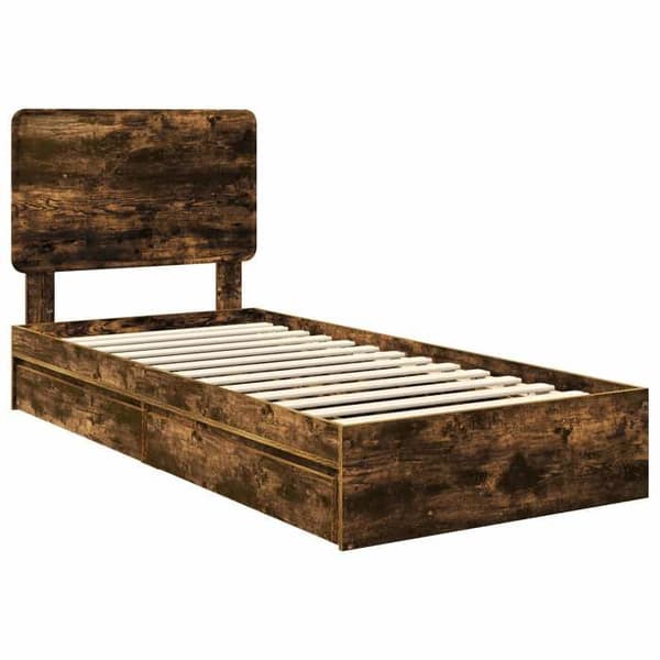 Maison Exclusive - Opbevaringsseng Røget Eg 75 x 190 cm Ingeniørtræ Rökt ek