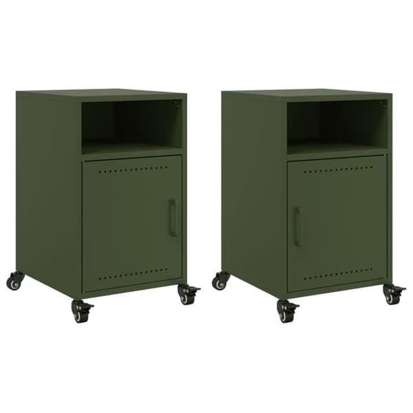 Maison Exclusive - Natborde 2 stk olivengrøn 36x39x59 cm stål