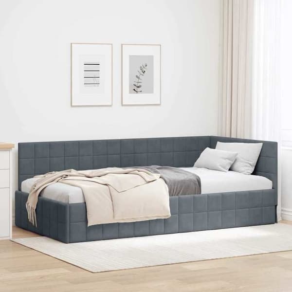 Maison Exclusive - Tummanharmaa kulmasänky 100 cm x 200 cm Sametti