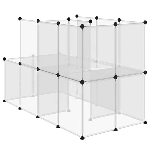 Bur til små dyr - EKSKLUSIV HUS - 142x74x93 cm - PP-paneler - Stålstruktur - Platform & stige