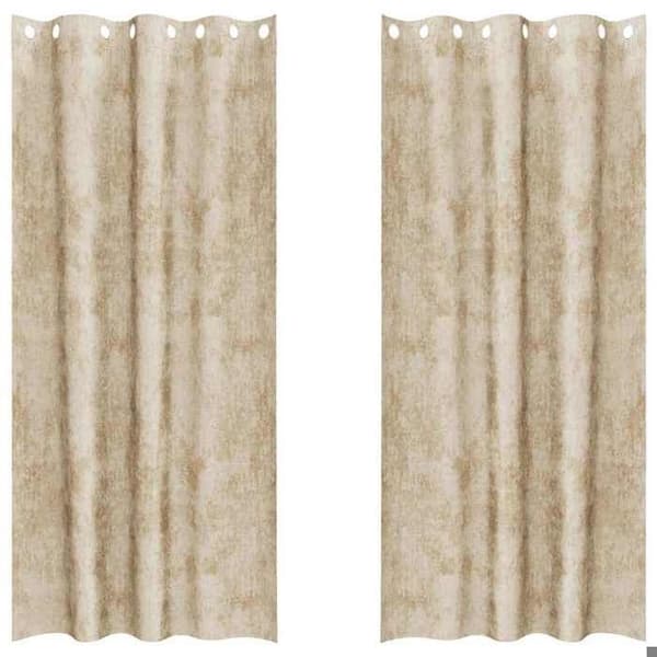 Maison Exclusive - Gardiner i sammet 2 st Kräm 245 x 140 cm Sammet Grädde