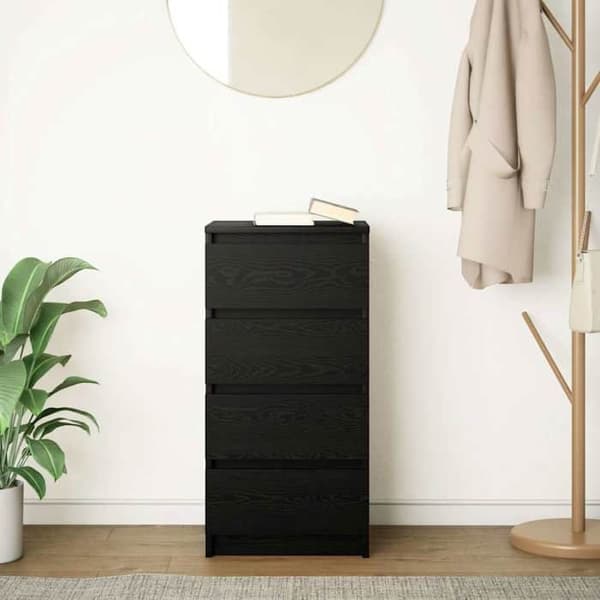 Maison Exclusive - Buffet i sort egetræ 37,5x35x76 cm i ingeniørtræ