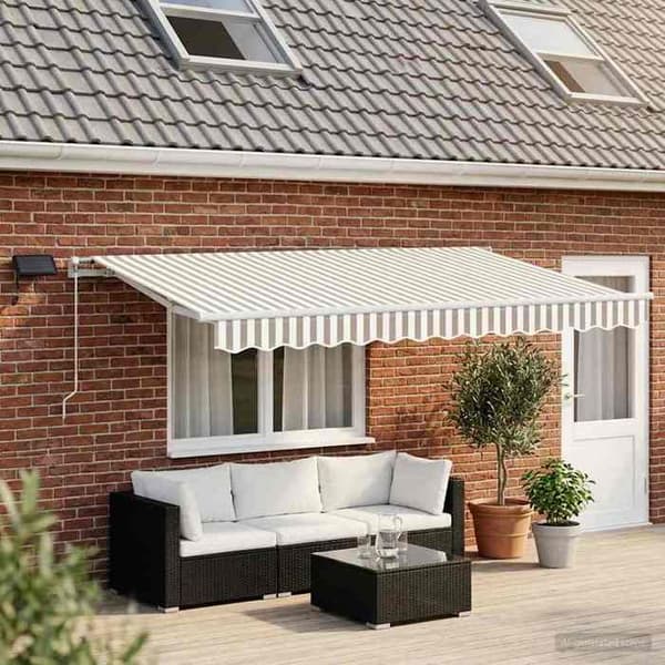 Maison Exclusive - Fällbart tak i ljusgrått och vitt 450 × 300 cm