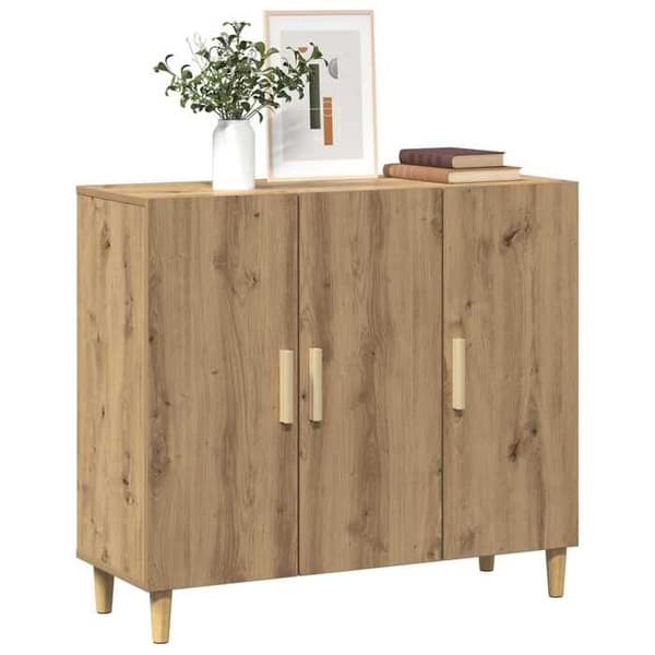 Maison Exclusive - Buffet i egetræ, håndlavet 90x34x80 cm, ingeniørtræ