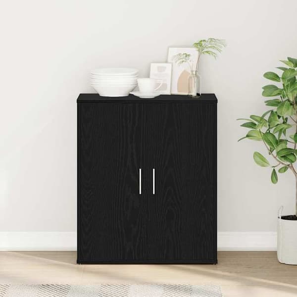 Maison Exclusive - Buffet i sort egetræ 60x31x70 cm ingeniørtræ