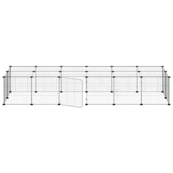 Maison Exclusive - Husdjur bur med 28 paneler och dörr Svart 210x70x35 cm