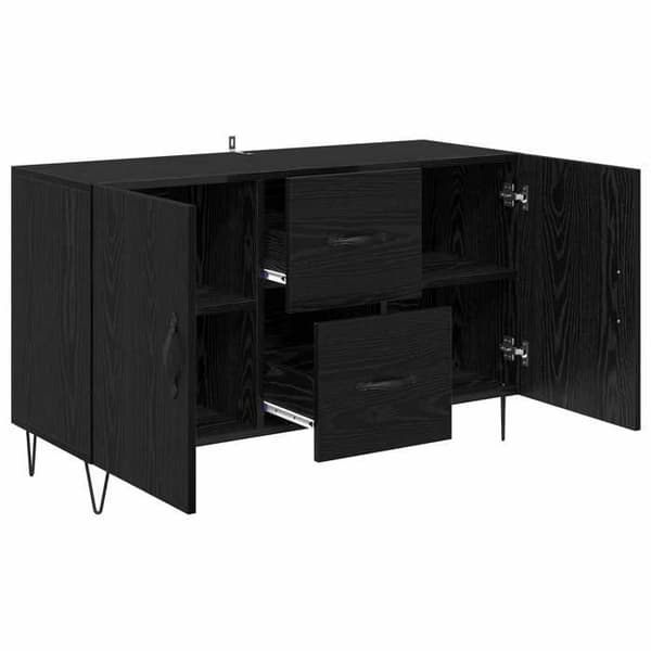 Maison Exclusive - Buffet Sort egetræ 100 x 36 x 60 cm Ingeniørtræ svart ek
