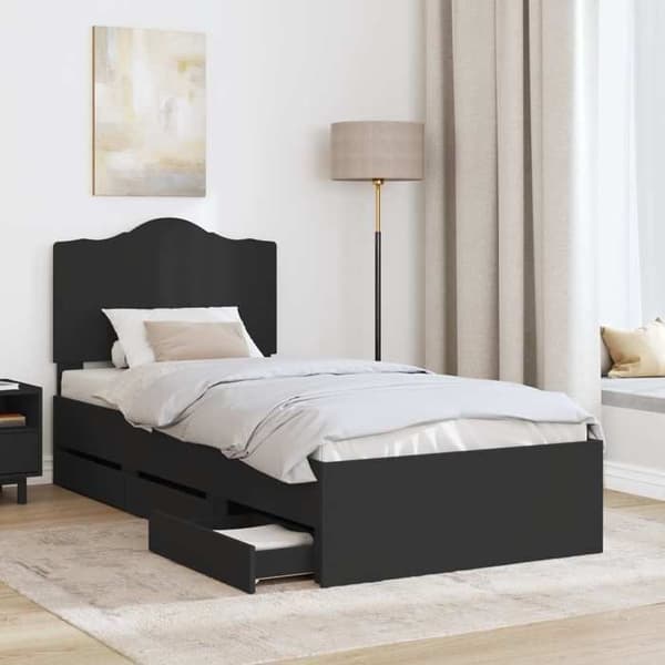 Maison Exclusive - Sängram med låda Svart 75 x 190 cm Ingenjörsträ