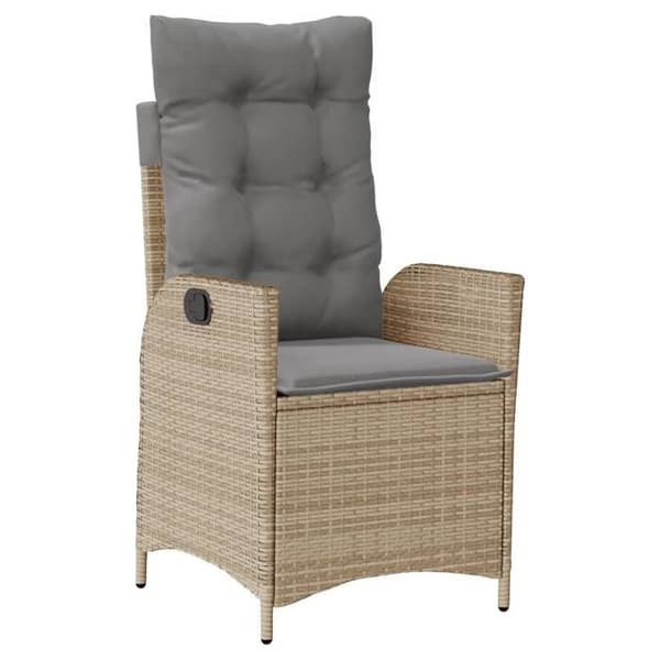 Maison Exclusive - Trädgårdsset med matbord och kuddar 7 delar beige polyrotting