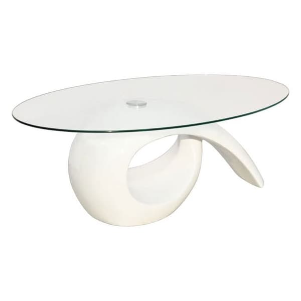 Maison Exclusive - Sofabord med oval, blank hvid glasplade Strålande vit