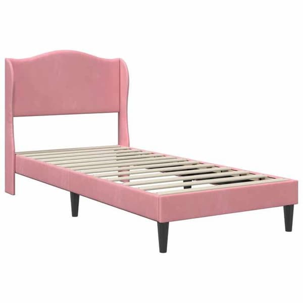Sengestel - EKSKLUSIV HUS - 100 x 200 cm - Hovedgærde - Rosa velour - Opbevaring under sengen Ros