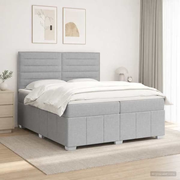 Maison Exclusive - Boxspring seng med madras Lys grå 200 x 200 cm Stof