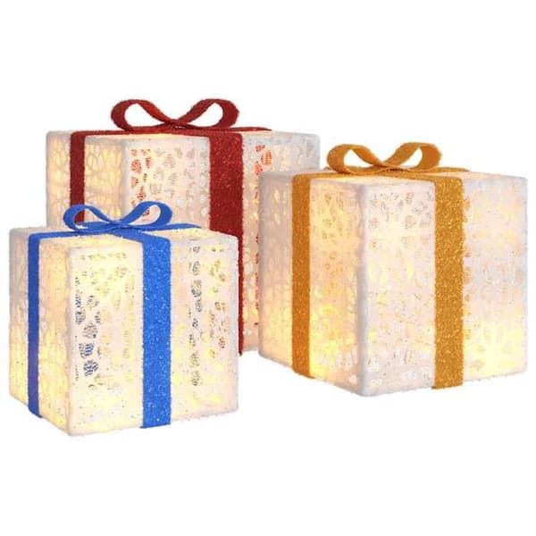Maison Exclusive - Ljusande julboxar 3 st 64 LED varm vit