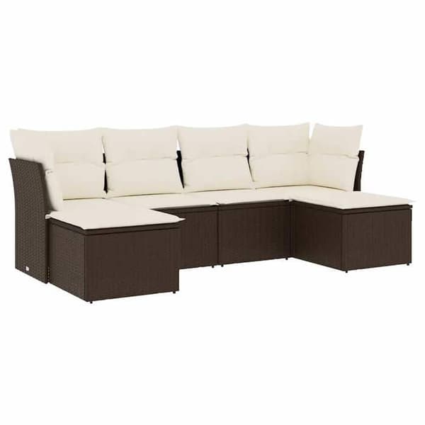 Maison Exclusive - Trädgårdsmöbler med kuddar 6 delar brun flätad resin