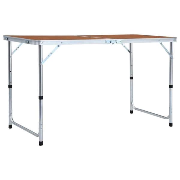 Campingbord - EKSKLUSIV HUS - 120x60 cm foldbart - Aluminium - MDF-plade - Højdejusterbar