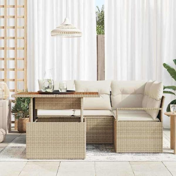 Maison Exclusive - Sæt af 5 pc. have-sofa i beige poly rattan