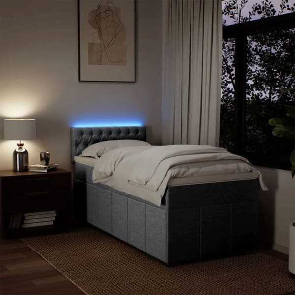 Maison Exclusive - Sengebund med lameller og madras Lys grå 90x200 cm Stof