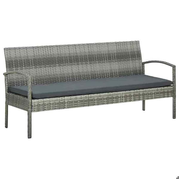 Maison Exclusive - Trädgårdsmöbler 5 delar med kuddar, flätad resin, grå