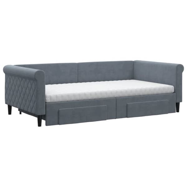 Maison Exclusive - Dagbädd och utdragssäng med mörkgrå lådor 100x200 cm sammet Mörkgrå