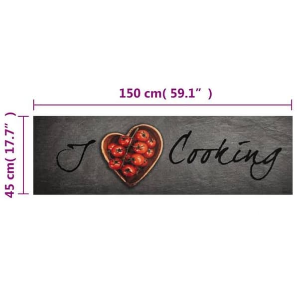 Maison Exclusive - Vaskbart køkkenteppet med teksten Cooking 45x150 cm fløjl