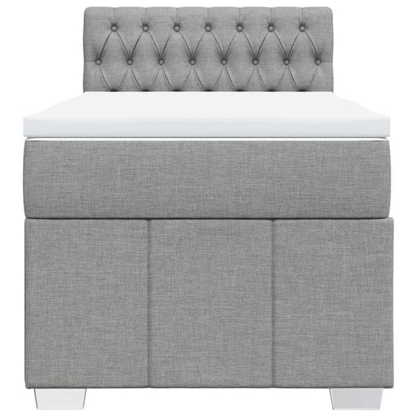 Maison Exclusive - Sengebund med lameller og madras Lys grå 90x200 cm Stof