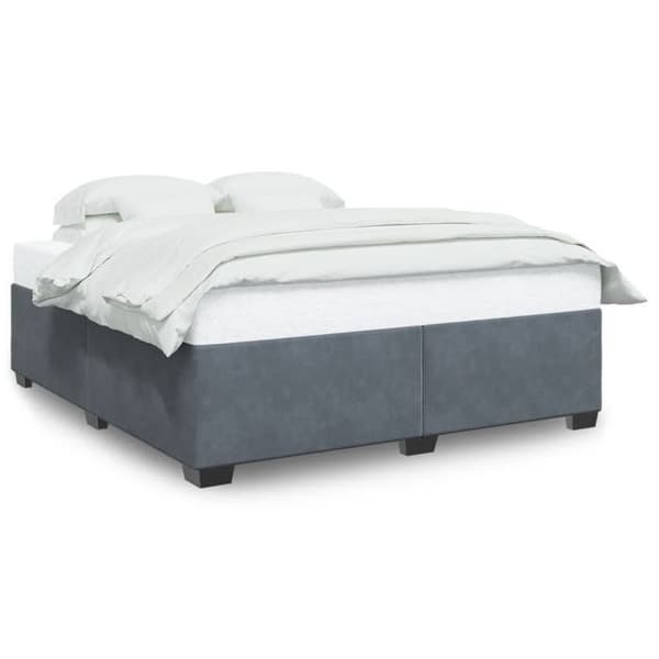 Sengestel - EKSKLUSIV HUS - 200x200 cm - Mørkegrå velour - Inkluderet lamelbund - Robuste ben mörkgrå