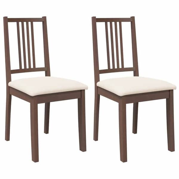 Maison Exclusive - Matstolar med kuddar 2 st brun massiv gummiträ