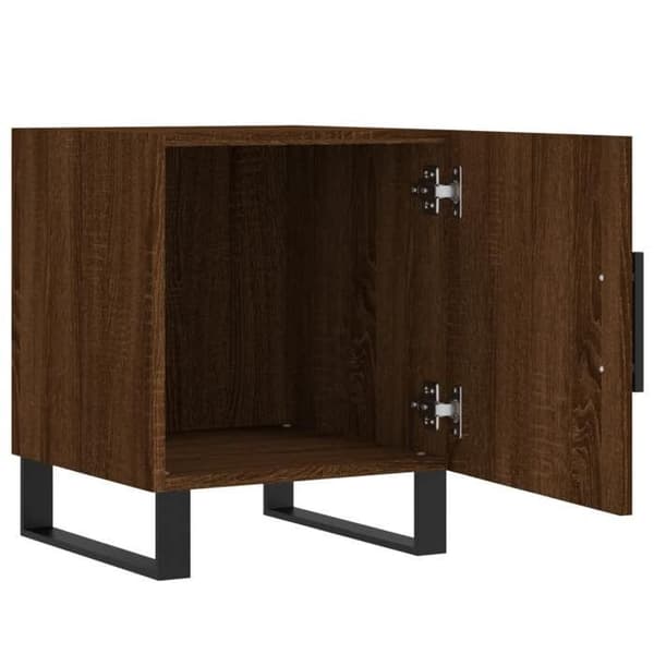 Sängbord - 2 st - Mörk ek - Ingenjörsträ - Metallben Brun ek