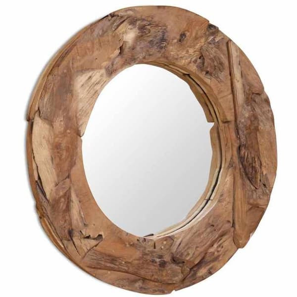 Maison Exclusive - Teakpuu koristepeili 80 cm Pyöreä brun