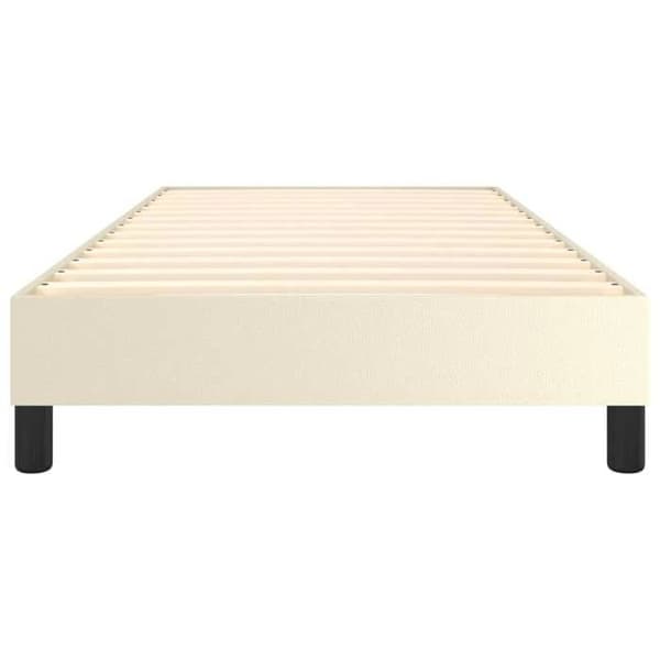 Maison Exclusive - Sengebund med cremefarvede lameller 100x200 cm i kunstlæder grädde