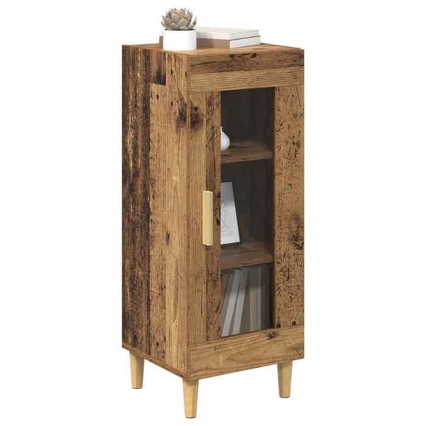 Buffet - EKSKLUSIVT HUS - 34,5x32,5x90 cm - Ingeniørtræ - Glasdøre - Stolpefødder
