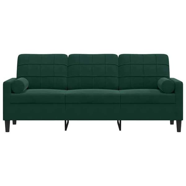 Maison Exclusive - Soffa 3 platser med mörkgröna kuddar 180 cm sammet
