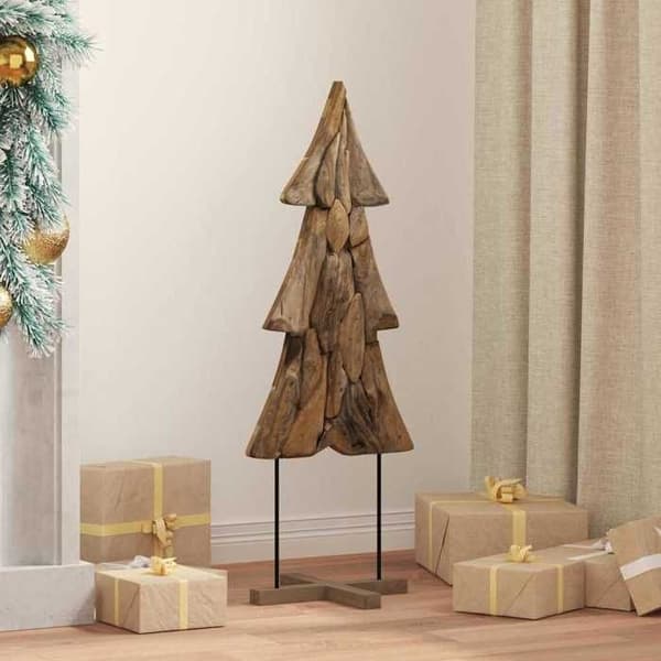 Juletræ - EKSKLUSIVT HUS - 90 cm - Massiv teak - Holdbar støtte - Brun brun