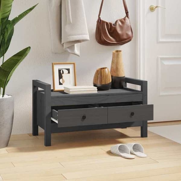 Maison Exclusive - Harmaa eteispankki 80x40x43 cm Massiivipine