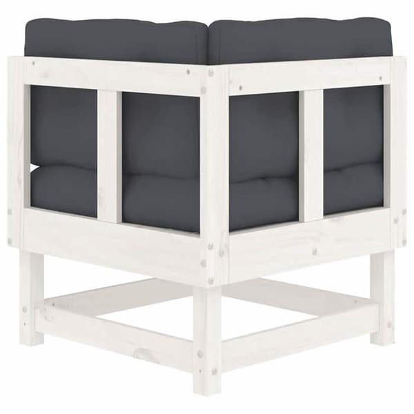 Maison Exclusive - Hörnsoffa med vita kuddar i solid furu