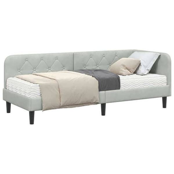 Maison Exclusive - Ljust grått hörnsängram 80 x 200 cm Sammet