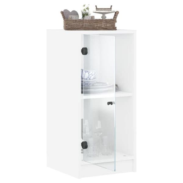 Maison Exclusive - Sidearmatur med hvide glasdøre 35x37x75,5 cm Vit