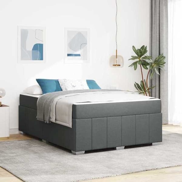 Maison Exclusive - Sängram med madrass Mörkgrå 160 x 200 cm tyg Mörkgrå