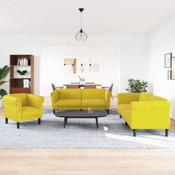 Maison Exclusive - 3-delars soffgrupp i gul sammet