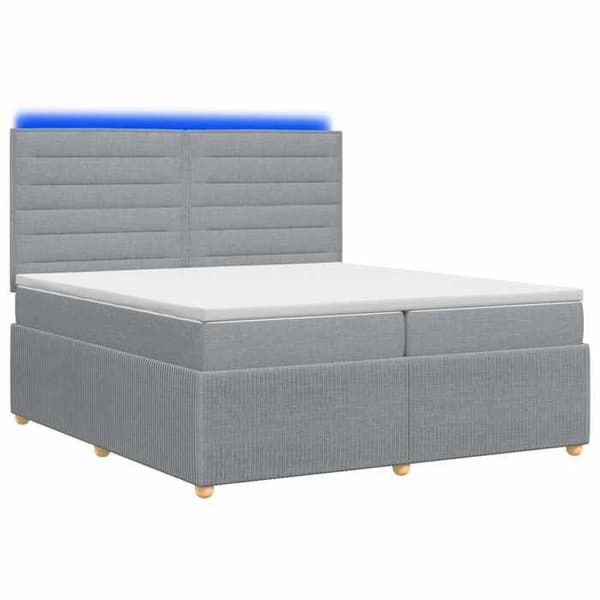 Maison Exclusive - Boxspring säng med LED och madrass Ljusgrå 200 x 200 cm Tyg